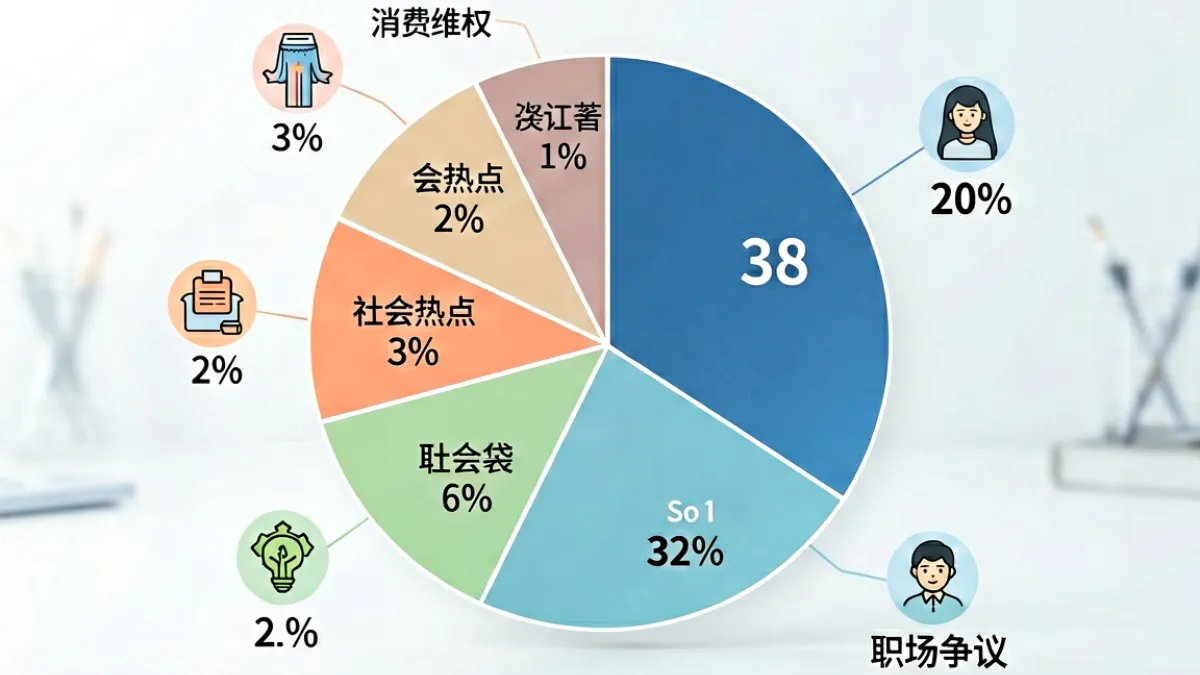 51爆料平台内容分类示意图，展示消费维权、职场内幕、社会热点等多个爆料类别的占比分布
